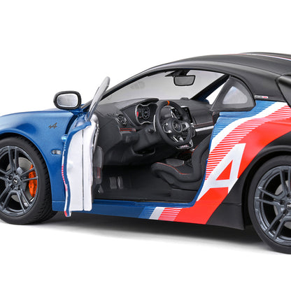 2021 Alpine A110S "F1 Team" Blue Metallic and Matt Black with Stripes and Graphics "Trackside Edition" "Competition" Series 1/18 Diecast Model Car by Solido