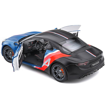 2021 Alpine A110S "F1 Team" Blue Metallic and Matt Black with Stripes and Graphics "Trackside Edition" "Competition" Series 1/18 Diecast Model Car by Solido