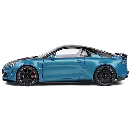 2023 Alpine A100 Radicale Blue Metallic with Carbon Hood and Top 1/18 Diecast Model Car by Solido