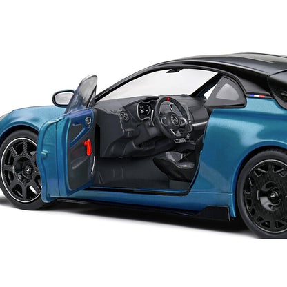 2023 Alpine A100 Radicale Blue Metallic with Carbon Hood and Top 1/18 Diecast Model Car by Solido