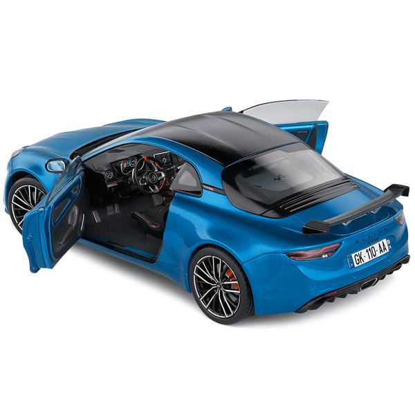 2023 Alpine A110S Pack Aero Bleu Alpine Blue Metallic with Black Top 1/18 Diecast Model Car by Solido