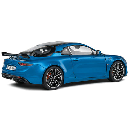 2023 Alpine A110S Pack Aero Bleu Alpine Blue Metallic with Black Top 1/18 Diecast Model Car by Solido