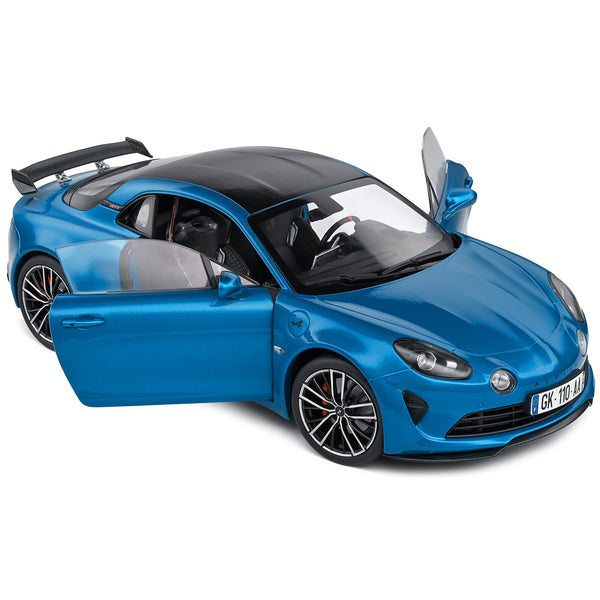 2023 Alpine A110S Pack Aero Bleu Alpine Blue Metallic with Black Top 1/18 Diecast Model Car by Solido