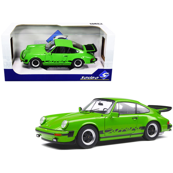 1984 Porsche 911 Carrera 3.2 Bright Green with Black Stripes 1/18 Diecast Model Car by Solido