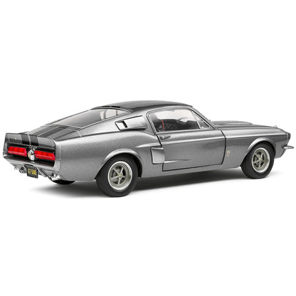 1967 Shelby GT500 Gray Metallic with Black Stripes 1/18 Diecast Model Car by Solido