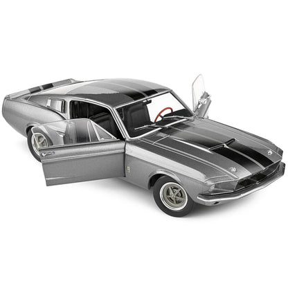 1967 Shelby GT500 Gray Metallic with Black Stripes 1/18 Diecast Model Car by Solido