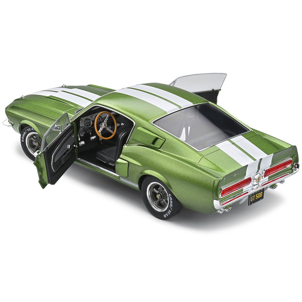 1967 Shelby GT500 Lime Green Metallic with White Stripes 1/18 Diecast Model Car by Solido