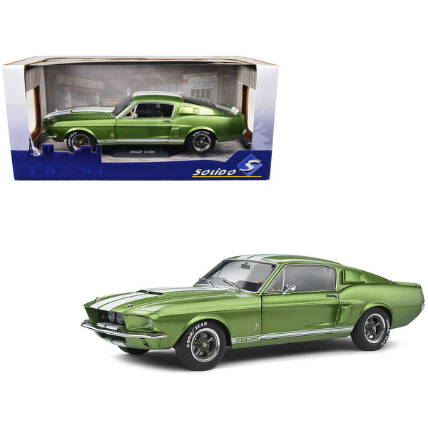 1967 Shelby GT500 Lime Green Metallic with White Stripes 1/18 Diecast Model Car by Solido