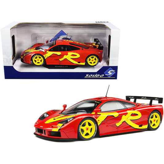 1996 McLaren F1 GTR Short Tail Launch Livery Red with Yellow Graphics 1/18 Diecast Model Car by Solido