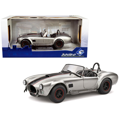 1965 Shelby AC Cobra 427 MKII Custom Silver Metallic with Red and Black Stripes 1/18 Diecast Model Car by Solido