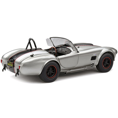 1965 Shelby AC Cobra 427 MKII Custom Silver Metallic with Red and Black Stripes 1/18 Diecast Model Car by Solido