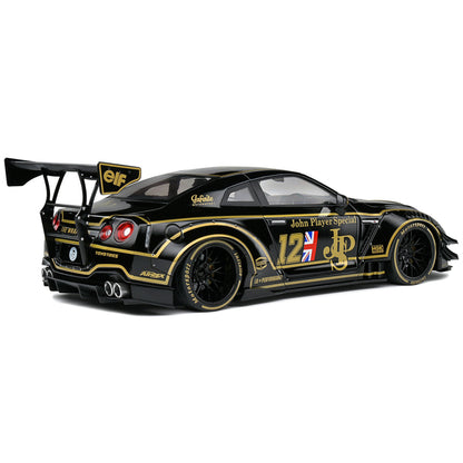 2022 Nissan GT-R (R35) RHD (Right Hand Drive) "Liberty Walk Type 2" Body Kit #12 Black "John Player Special" "Competition" Series 1/18 Diecast Model Car by Solido