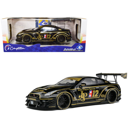 2022 Nissan GT-R (R35) RHD (Right Hand Drive) "Liberty Walk Type 2" Body Kit #12 Black "John Player Special" "Competition" Series 1/18 Diecast Model Car by Solido