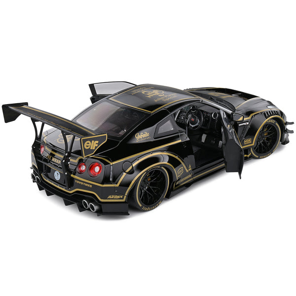 2022 Nissan GT-R (R35) RHD (Right Hand Drive) "Liberty Walk Type 2" Body Kit #12 Black "John Player Special" "Competition" Series 1/18 Diecast Model Car by Solido