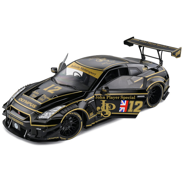 2022 Nissan GT-R (R35) RHD (Right Hand Drive) "Liberty Walk Type 2" Body Kit #12 Black "John Player Special" "Competition" Series 1/18 Diecast Model Car by Solido