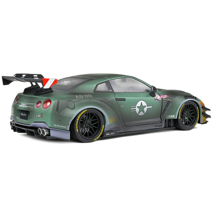 2022 Nissan GT-R (R35) RHD (Right Hand Drive) Liberty Walk 2.0 Body Kit "Army Fighter" "Competition" Series 1/18 Diecast Model Car by Solido