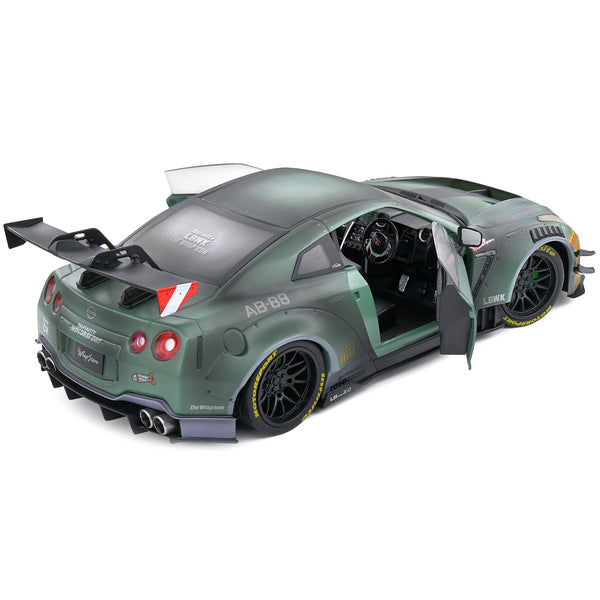 2022 Nissan GT-R (R35) RHD (Right Hand Drive) Liberty Walk 2.0 Body Kit "Army Fighter" "Competition" Series 1/18 Diecast Model Car by Solido