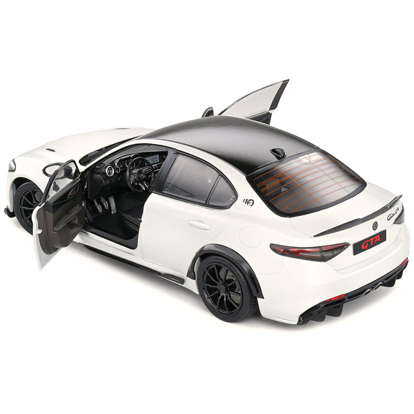 2022 Alfa Romeo Guilia GTA Blanco Trofeo White Metallic with Carbon Top 1/18 Diecast Model Car by Solido