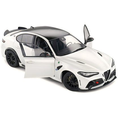 2022 Alfa Romeo Guilia GTA Blanco Trofeo White Metallic with Carbon Top 1/18 Diecast Model Car by Solido