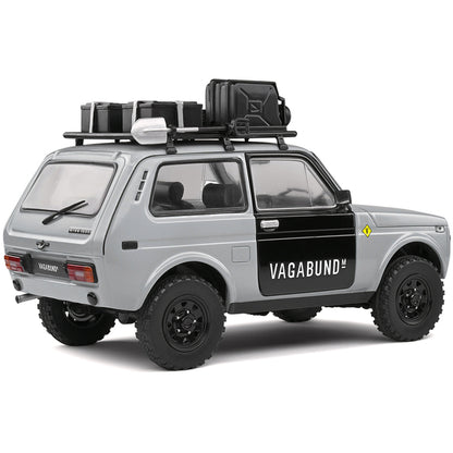 1980 Lada Niva Gray with Black Doors "Vagabund M" with Roof Rack and Accessories 1/18 Diecast Model Car by Solido