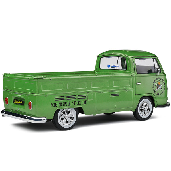 1968 Volkswagen T2 Pickup Truck Green Metallic "Rooster Speed Motorcycle" 1/18 Diecast Model Car by Solido