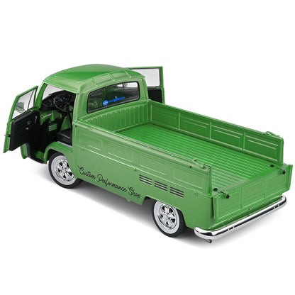 1968 Volkswagen T2 Pickup Truck Green Metallic "Rooster Speed Motorcycle" 1/18 Diecast Model Car by Solido