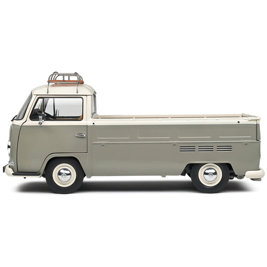 1968 Volkswagen T2 Pickup Truck Gray and White with Roofrack 1/18 Diecast Model Car by Solido