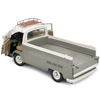 1968 Volkswagen T2 Pickup Truck Gray and White with Roofrack 1/18 Diecast Model Car by Solido