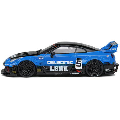 Nissan GT-R (R35) LB Silhouette Works GT RHD (Right Hand Drive) #5 Black and Blue "Calsonic" 1/43 Diecast Model Car by Solido