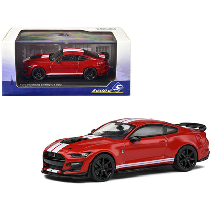 2020 Ford Mustang Shelby GT500 Racing Red with White Stripes 1/43 Diecast Model Car by Solido