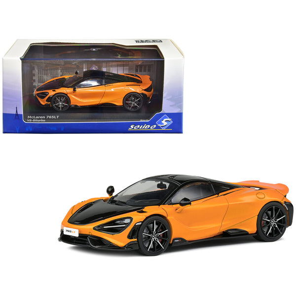 2020 McLaren 765 LT Papaya Spark Orange Metallic and Black 1/43 Diecast Model Car by Solido