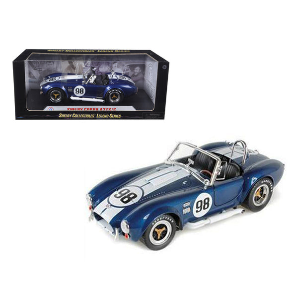 1965 Shelby Cobra 427 S/C #98 Dark Blue Metallic with White Stripes 1/18 Diecast Model Car by Shelby Collectibles