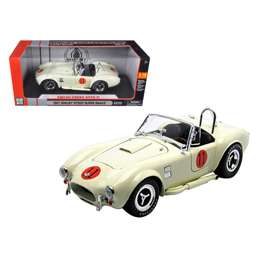 1965 Shelby Cobra 427 SC Cream #11 Limited Edition 1/18 Diecast Model Car by Shelby Collectibles