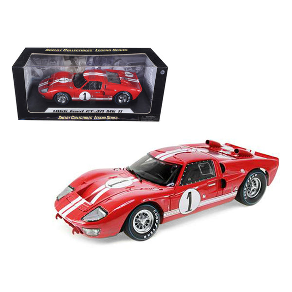 1966 Ford GT-40 MK 2 Red #1 1/18 Diecast Model Car by Shelby Collectibles