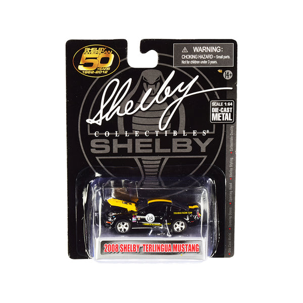 2008 Ford Shelby Mustang #08 "Terlingua" Black and Yellow "Shelby American 50 Years" (1962-2012) 1/64 Diecast Model Car by Shelby Collectibles