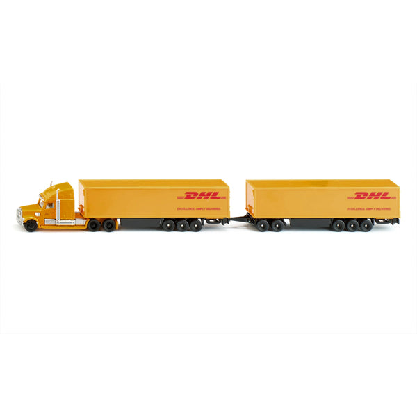 Truck with Double Pup Trailers "DHL Road Train" 1/87 (HO) Diecast Models by Siku