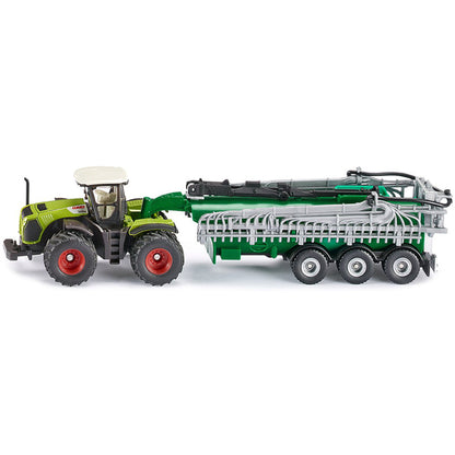 Claas 5000 Xerion Tractor Green and Black with Vacuum Tanker 1/87 (HO) Diecast Model by Siku