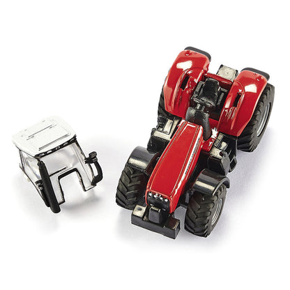 Massey Ferguson 8480 Dyna VT Tractor Red with Silver Top and Krampe Dump Trailer Red 1/87 (HO) Diecast Models by Siku