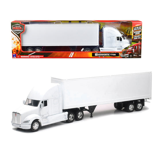 Kenworth T700 Truck with Dry Goods Trailer White "Long Haul Truckers" Series 1/32 Diecast Model by New Ray