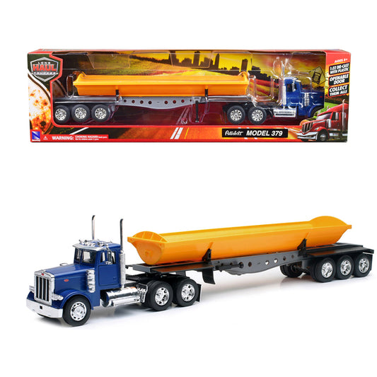 Peterbilt 379 Truck with Side Dump Blue and Yellow "Long Haul Truckers" Series 1/32 Diecast Model by New Ray