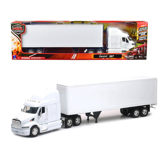 Peterbilt 387 Truck with Dry Goods Trailer White "Long Haul Truckers" Series 1/32 Diecast Model by New Ray