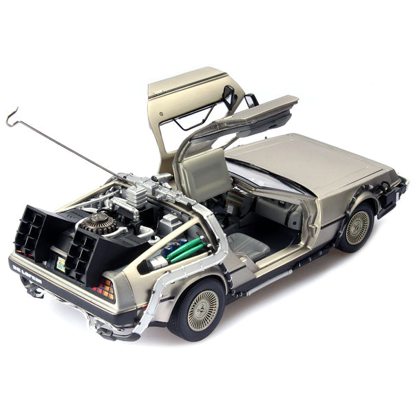 DMC DeLorean Time Machine Stainless Steel "Back to the Future" (1985) Movie 1/18 Diecast Model Car by Sun Star