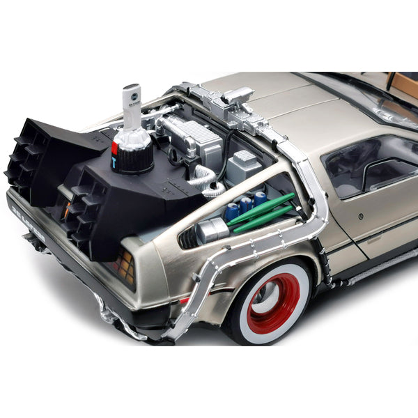 DMC DeLorean Time Machine Stainless Steel "Back to the Future: Part III" (1990) Movie 1/18 Diecast Model Car by Sun Star