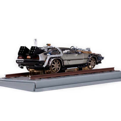 DMC DeLorean Time Machine Stainless Steel "Railroad Version" "Back to the Future: Part III" (1990) Movie 1/18 Diecast Model Car by Sun Star