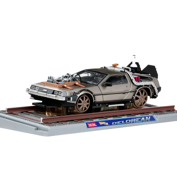 DMC DeLorean Time Machine Stainless Steel "Railroad Version" "Back to the Future: Part III" (1990) Movie 1/18 Diecast Model Car by Sun Star