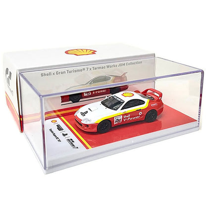 1997 Toyota Supra RZ RHD (Right Hand Drive) Red and White with Yellow Stripes "Shell x Gran Turismo 7" Special Edition 1/64 Diecast Model Car by Tarmac Works