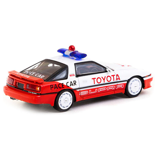 Toyota Supra RHD (Right Hand Drive) White and Red "Pace Car" "Hobby64" Series 1/64 Diecast Model Car by Tarmac Works