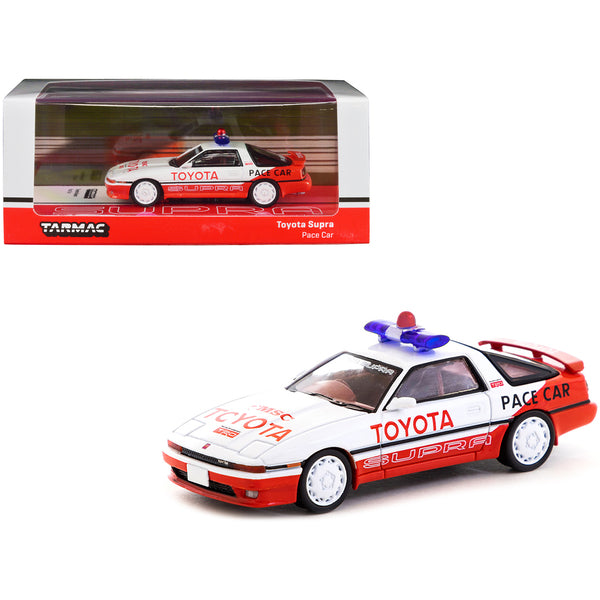 Toyota Supra RHD (Right Hand Drive) White and Red "Pace Car" "Hobby64" Series 1/64 Diecast Model Car by Tarmac Works