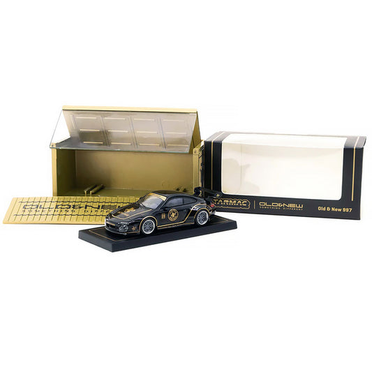 997 Old & New Body Kit #23 Black with Gold Graphics "John Player Special" "Hobby64" Series 1/64 Diecast Model Car by Tarmac Works