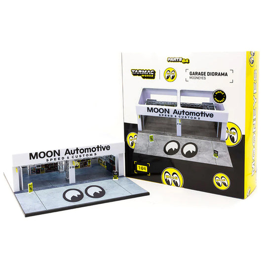 Garage Diorama "Mooneyes: Moon Automotive Speed and Customs" Display for 1/64 Scale Models by Tarmac Works